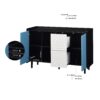 Modern Sideboard Buffet Cabinet With Doors And Unique Panel Styling - Black / Blue - Image 6
