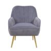 Modern Mid-Century Chair Velvet Sherpa Armchair For Living Room Bedroom Office - Gray - Image 9