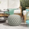 Nisi - Round Knitted Outdoor / Indoor Pouf - Light Gray - Image 5