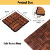 Acacia Wood Interlocking Deck Tiles Checker Pattern, 10 Piece Square Acacia Hardwood Outdoor Flooring For Patio, Bancony, Pool Side - Brown - Image 31