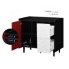 Modern Sideboard Buffet Cabinet With Doors And Unique Panel Styling - Black / Red - Image 6