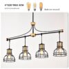 Dining Room Light Fixture / Chandelier Table, 40 -" Hanging For Farmhouse Linear Chandeliers, 5 Light Kitchen Island Lighting Ceiling Chandelier, With Metal Lampshade - Gold / Matte Black - Image 6