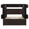 Queen Size Bed With All In One Cabinet, Shelf And Sockets - Espresso - Image 3