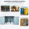 Outdoor Steel Storage Shed For Bicycle With Slope Roof And 4 Bike Tracks - Black - Image 9
