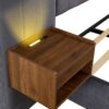 Upholstered King Size Bed Frame Of Velvet Tufted Headboard With Floating Nightstand LED / USB Built - Gray - Image 13