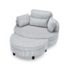 Corduroy Sofa With Two Throw Pillows And A Waist Pillow With An Extra Tray For Comfortable Seating In Small Apartment Bedrooms - Gray - Image 7