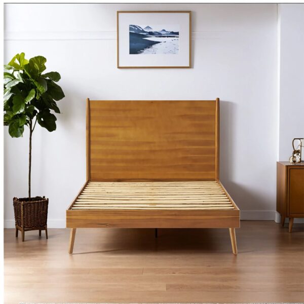 Okioki - Mid Century Wood Bed Full - Natural