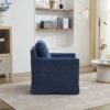 Swivel Accent Chair, Upholstered Skirted Swivel Chair With Removable Back Cushion, 360 Degree Comfy Armchair For Living Room, Nursery, Lounge, Office - Navy Chenille - Image 3