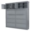 Full Size Murphy Wall Bed With Top Cabinets Space Saving - Gray - Image 9
