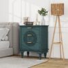Hollow Carved 3 Drawer Dresser With Metal Handles, Storage Chest For Living Room Or Bedroom - Blackish Green - Image 4