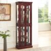 Curio Cabinet Lighted Curio Diapaly Cabinet With Adjustable Shelves And Mirrored Back Panel, Tempered Glass Doors 6 Tier, (E26 Light Bulb Not Included) - Cherry - Image 7