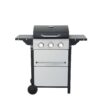 3 Burner Propane Gas Bbq Grill, 25650Btu Output With Wire Enamel Cooking Grids For Outdoor Barbecue, Foldable Side Table, Stainless Steel - Black / Silver - Image 5