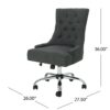 Glory Diamond Tufted Upholstered Office Chair With Rolling Casters And Sloped Arms - Dark Gray / Chrome - Image 2