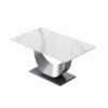 63" Modern Artificial Stone Crescent-Shaped Metal Legs, Can Accommodate 6-8 People - White / Black - Image 4