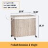 Laundry Hamper With Lid PE Rattan Powder Coating Frame Clothes Hampers With 2 Removable Bags, Wheels, 160L - Gray - Image 26