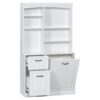 Bathroom Storage Cabinet With Tilt Out Hamper, Tall Free Standing Organizer With Drawers & Adjustable Shelves, Linen Tower With Steel Handles - White - Image 3