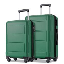 Expanable Spinner Wheel 2 Piece Luggage Set ABS Lightweight Suitcase With Tsa Lock 20" / 24" - Green