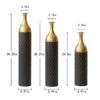 Elegant Floor Vase Set Metal Decorative Vases 3 Piece Set For Floral Display, Wedding & Gift Decor - Gold / Black - Image 2