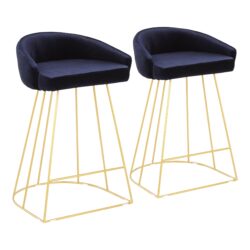 Canary - Contemporary Counter Stool (Set of 2) - Gold / Blue