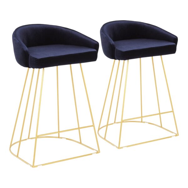 Canary - Contemporary Counter Stool (Set of 2) - Gold / Blue
