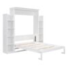 Full Size Murphy Wall Bed With Shelves And LED Lights - White - Image 3