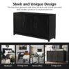 TV Stand For TVs Up To 65", Modern Entertainment Center Media Console Cabinet With 2 Spacious Storage Space, Solid Wood Legs For Living Room - Black - Image 6