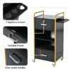 Locking Salon Storage Cabinet, Beauty Barber Salon Styling Station Organizer Equipment With 3 Hair Dryer Holder, 2 Drawers For Beauty Spa Barber Shop - Black - Image 3