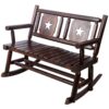 Rustic Outdoor Wood Rocking Bench Double Rocking Chair For 2 Persons With Curved Seat, Porch Rocker - Brown - Image 10