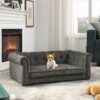 Modern Style Elegant Rectangle Pet Bed For Small And Medium Dogs, Durable Elevated Dog Sofa - Dark Gray - Image 3