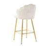 Elegant Shell Shape Off White Velvet Bar Chair Plated Metal Legs For Coffee Shops And Restaurants (Set of 2) - Gold - Image 10