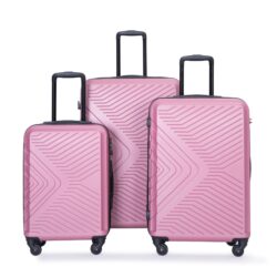 Stylish 3 Piece Luggage Sets With Tsa Lock And Spinner Wheels - Pink