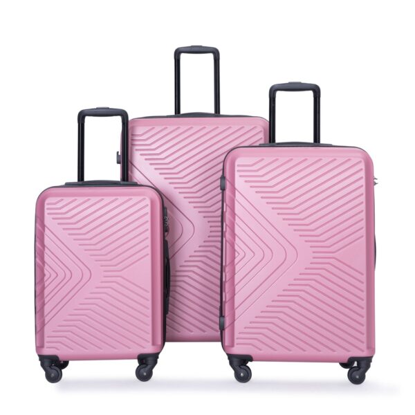 Stylish 3 Piece Luggage Sets With Tsa Lock And Spinner Wheels - Pink