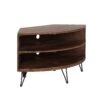 Fan Shape Reclaimed Wood Corner Media Table For Living Room Wise Use Your Space - Natural - Image 5