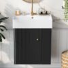Modern Floating Bathroom Vanity With Ceramic Basin, Perfect For Small Bathrooms, Right Side Storage - Black - Image 18