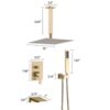 10" Rain Shower System With Stainless Steel Faucet Sets - Brushed Gold - Image 3