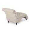 Chaise Lounge With Button Tufted Diamon Stitch - Beige - Image 5