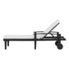Jason - Chaise Lounge Adjustable Acacia Wood Outdoor Furniture - Black White - Image 14
