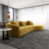 Elijah - Japandi Style Curvy Sectional Sofa - Yellow - Image 8
