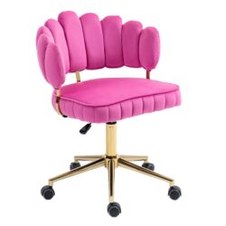 Velvet Home Office Desk Chair, Modern Cute Computer Chair, Wheels Swivel Height Adjustable Task Chair - Rose Red