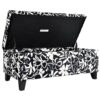 Luxury Storage Ottoman With Floral Patterned Fabric, Soft Close Hinges, Multi Functional Footrest & Seat - Black Floral / White - Image 10