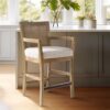 Cane Back Counter Stool With Upholstered Seat - Cream / Reclaimed Natural - Image 2