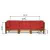 Oana - Contemporary 3 Piece Sofa Set Acacia Wood With Water Resistant Fabric Cushions - Red - Image 3