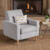 Nebulize - Upholstered Fabric Club Chair With Button Tufted And Square-Off Arm And Back - Light Gray - Image 8