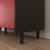 Sideboard Buffet Cabinet With Doors And Unique Panel Styling - Black / Red - Image 12