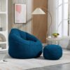 Bedding Bean Bag Sofa Chair High Pressure Foam Bean Bag Chair Adult Material With Padded Foam Padding Compressed Bean Bag With Footrest - Blue - Image 7