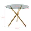 Dining Table With Metal Leg And Glass, Modern Space Saving Kitchen Table For Living Room - Golden - Image 7