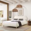 Roman - Queen Curved Headboard Upholstered Platform Bed - Ivory White - Image 8