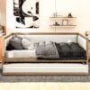 Full Size Daybed With Trundle And Nailhead Decoration - Wood - Image 4