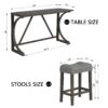 4 Piece Bar Table Set With Power Outlet, Dining Bar Table And Chairs Set, Bar Table Set With 3 Padded Stools For Living Room, Dining Room, Game Room - Dark Gray - Image 3
