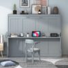 Full Size Murphy Bed With Hydraulic Lift & Desk Design - Gray - Image 12